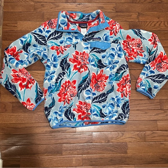 Patagonia Floral Fleece Jacket - Red and Blue - Picture 1 of 9